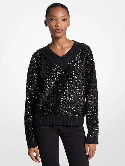 MICHAEL KORS Sequined Cotton Blend Sweater
