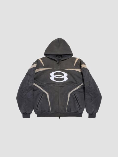 BALENCIAGA Men's Unity Sports Icon Biker Oversized Zip-Up Hoodie - Black White