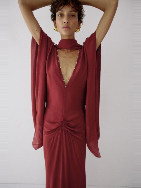 De La Vali FLORENCIA MAXI DRESS IN BURNT RED GEORGETTE