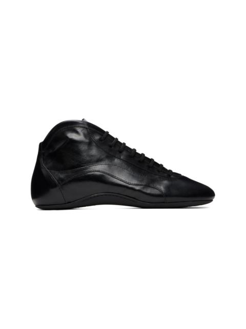Dries Van Noten Black Leather Ballerina Sneakers