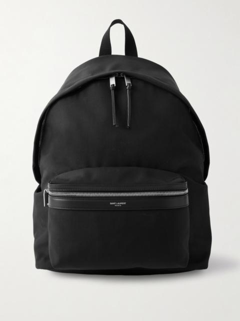 SAINT LAURENT City Leather-Trimmed Canvas Backpack