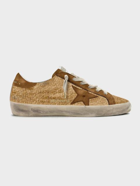 Golden Goose Super-Star Raffia and Suede Low-Top Sneakers