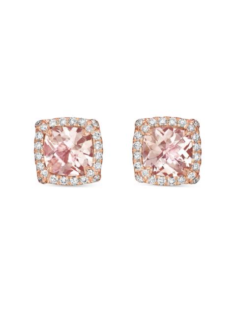 DAVID YURMAN Women's Petite Chatelaine Pavé Bezel Stud Earrings in 18K Rose Gold with Morganite and Diamonds, 5MM