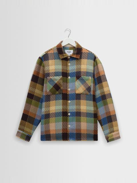 Wax London Whiting - Khaki And Multicolour Pike Check Overshirt
