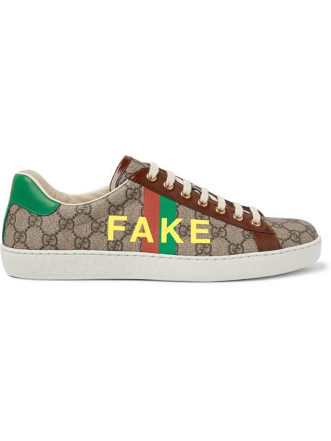GUCCI Ace Printed Leather-Trimmed Monogrammed Coated-Canvas Sneakers