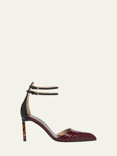 TOM FORD Python Stamped Leather Double Ankle Strap Pumps