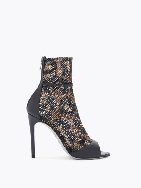 RENE CAOVILLA GALAXIA BLACK LEOPARD-PRINT SANDAL 105