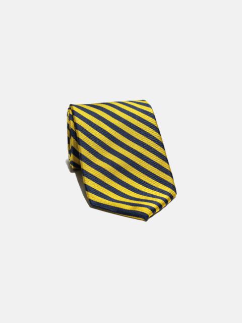 J. PRESS MADE-IN-ENGLAND NAVY & GOLD JOCKEY STRIPE SILK REPP TIE