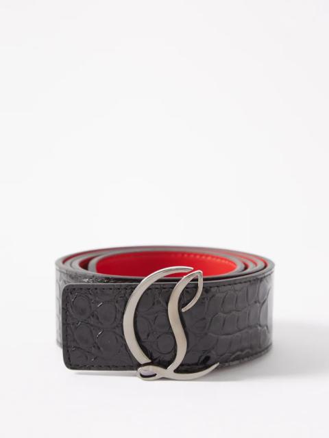 CL-logo croc-embossed leather belt
