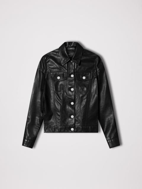 AMIRI LEATHER STRONG SHOULDER TRUCKER JACKET