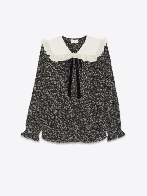 SAINT LAURENT frilled blouse in dotted crepe de chine