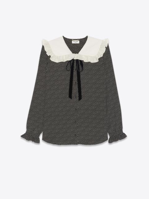 frilled blouse in dotted crepe de chine