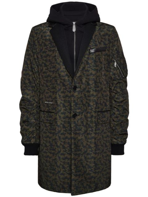 PHILIPP PLEIN layered camouflage-pattern coat