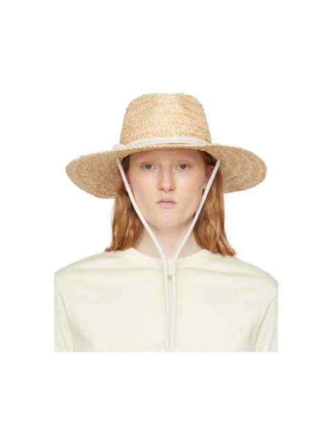 Beige Braided Straw Panama Hat