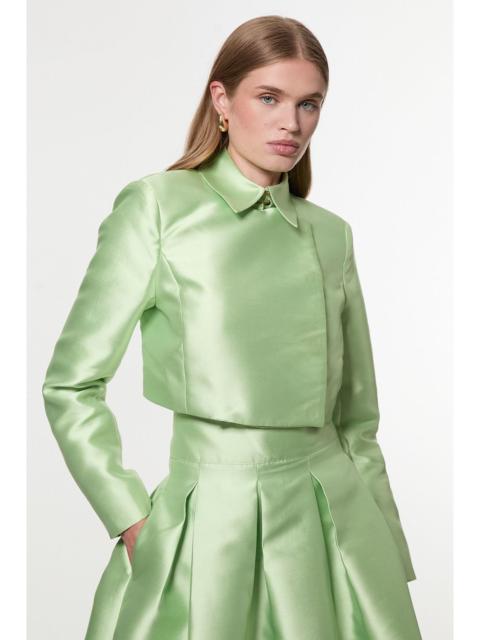 KAREN MILLEN Collared Twill Cropped Woven  Jacket