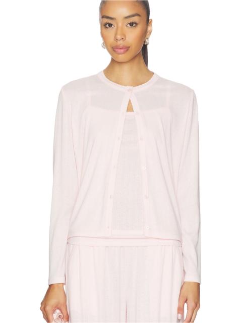 Barefoot Dreams Pointelle Rib Cardigan With Scallop Trim
