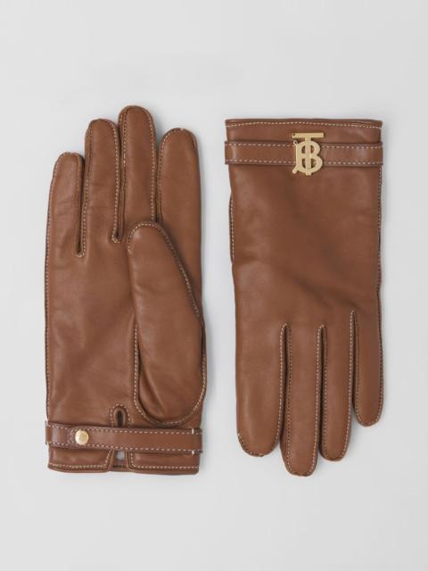 Burberry Monogram Motif Topstitched Leather Gloves