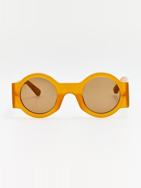 LINDA FARROW Round Sunglasses in Honey