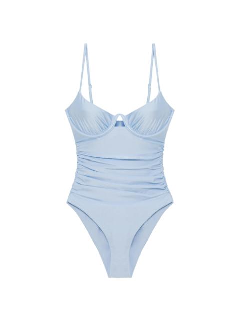 SIMKHAI Women's Laine Ruched One-Piece Swimsuit - Tidepool