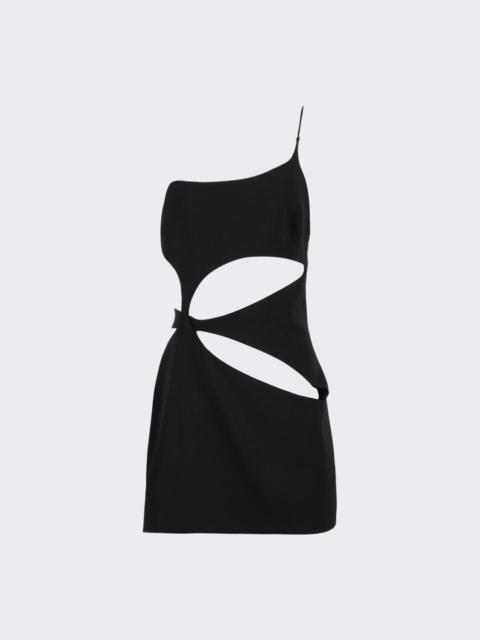 Single Strap Asymmetric Cutout Mini Dress Black