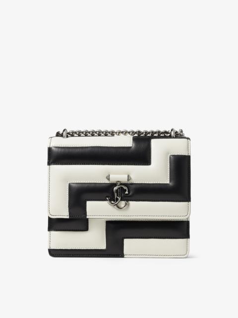 JIMMY CHOO Avenue Quad
Black and Latte Avenue Nappa Leather Shoulder Bag with JC Emblem