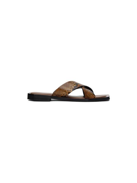 WALES BONNER Brown Snake-Embossed Sandals