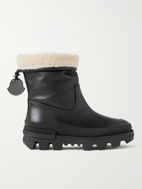 Moncler Moscova faux fur-trimmed leather ankle boots Black