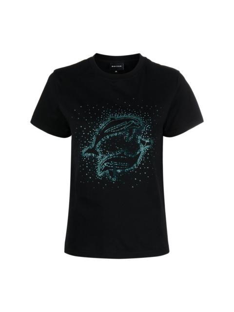 rhinestone-embellished dolphin T-shirt