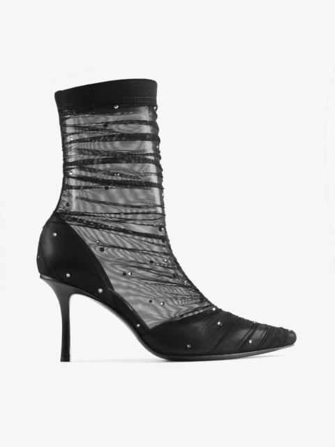 JIMMY CHOO Lotta Anke Boot 85
Black Tulle Ankle Boots