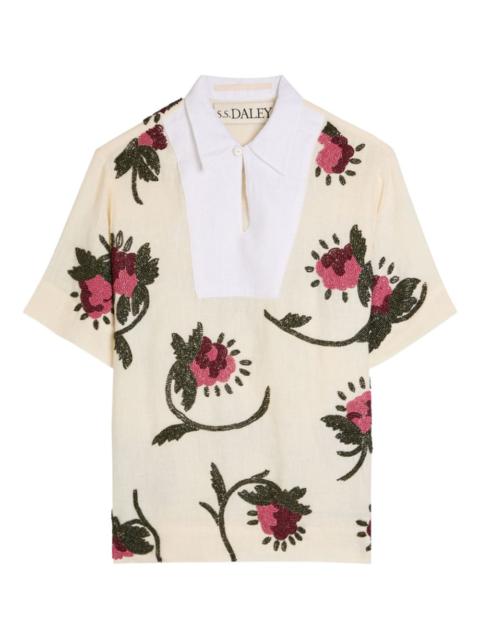 Iona beaded linen top