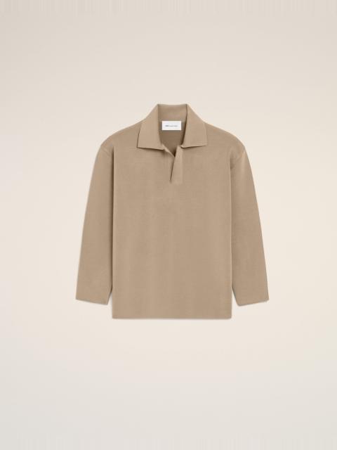 AMI Paris BEIGE WOOL LONG SLEEVES POLO