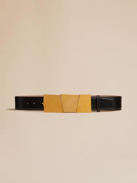 The Medium Axel Belt in Black Leather with Gold