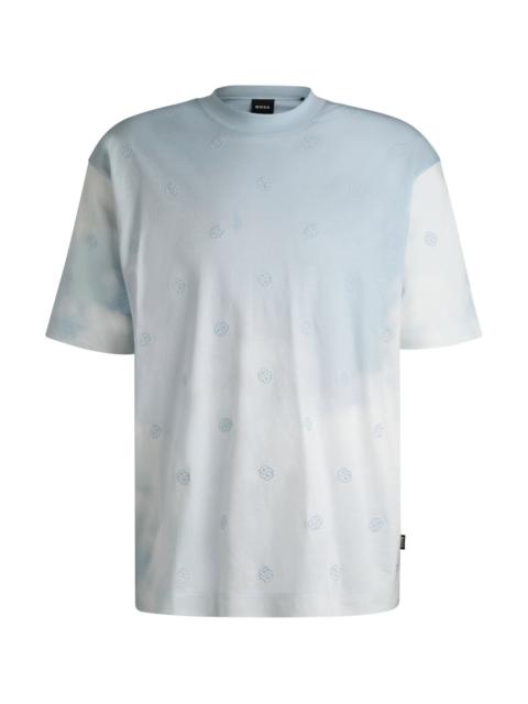 BOSS CLOUD-ARTWORK T-SHIRT WITH DOUBLE B MONOGRAMS