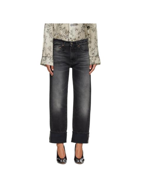 R13 Black Cuffed BF Jeans