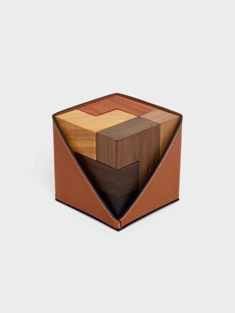 CELINE Puzzle cube in wood and natural calfskin case