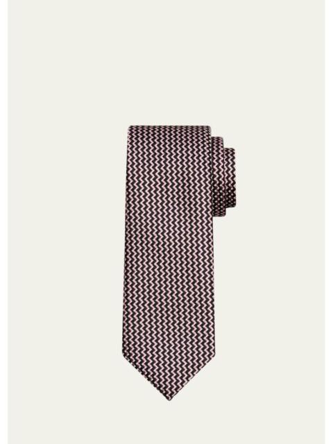 TOM FORD Men's Contrast Zigzag Silk Tie