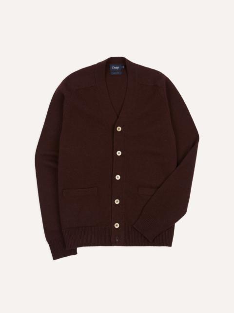 Drake's Dark Brown Lambswool 6 Button Cardigan