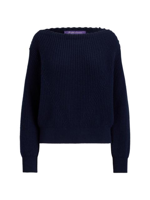 Ralph Lauren Women's Boatneck Rib-Knit Cashmere Sweater - Icon Navy