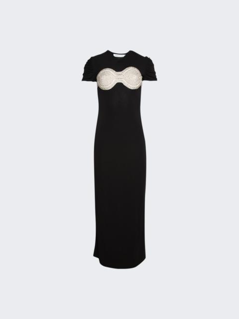 CHRISTOPHER ESBER Crystal Crochet Bra Tee Dress Black