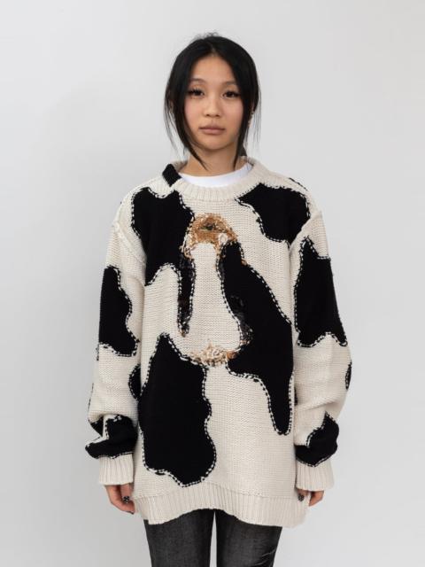 doublet White Acting Cow Knit Pullover