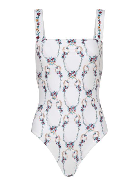 Cafe Florero Square Neck One-Piece Swimsuit ivory