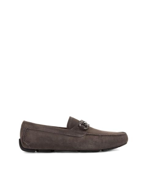 FERRAGAMO Gancini-detail suede loafers