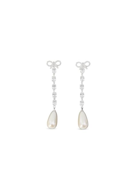 self-portrait bow droplet earrings