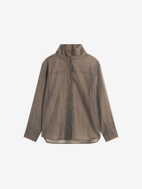 The Frankie Shop Avila Sheer Fluid Shirt - Brown/White Stripe