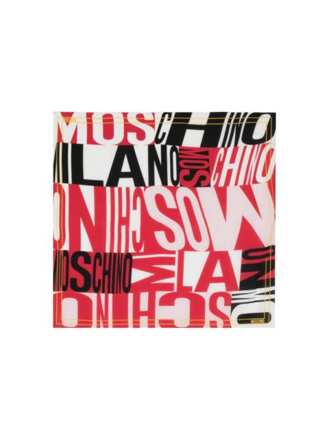 Moschino logo-lettering silk scarf