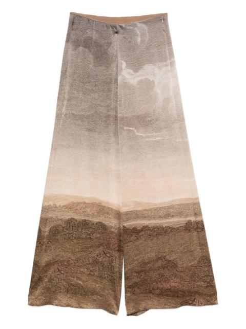 Pierre-Louis Mascia landscape-print wide-leg trousers