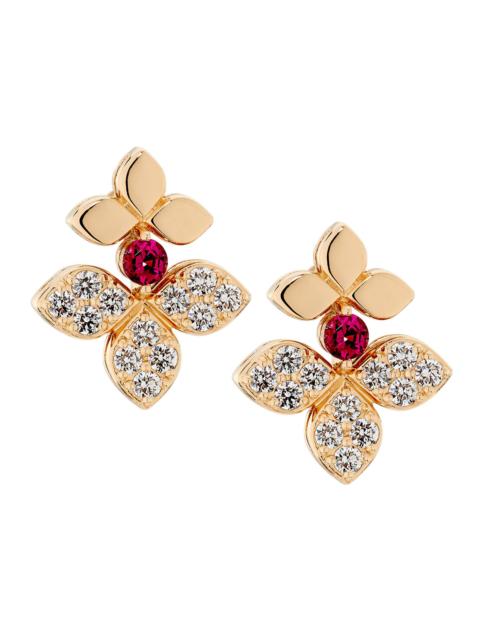 ROBERTO COIN Women's Love In Verona 18K Rose Gold, 0.23 TCW Diamond & Rubellite Split Flower Stud Earrings - Rose
