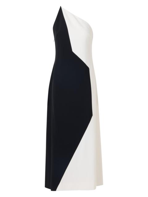 AKRIS Women's Colorblocked One-Shoulder Midi-Dress - Black Ecru