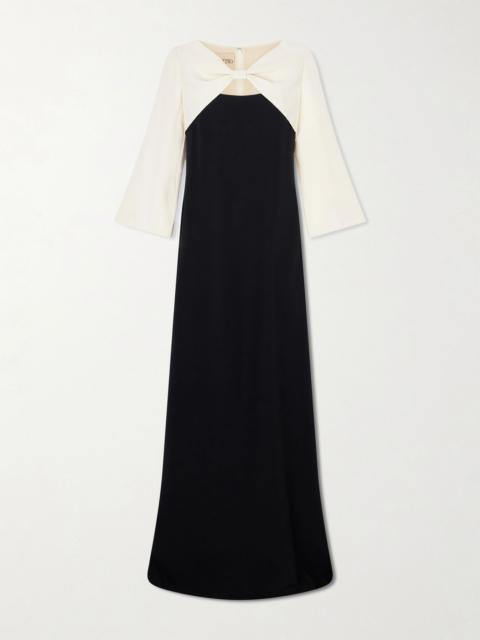 Valentino Bow-detailed cutout silk-cady gown Black