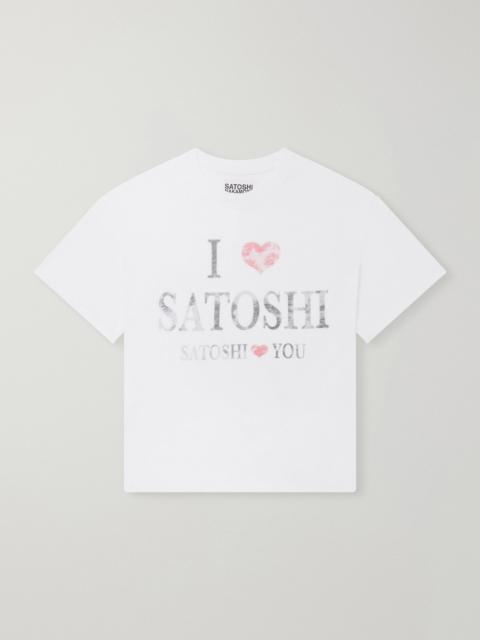 SATOSHI NAKAMOTO I Love Satoshi Printed Distressed T-Shirt